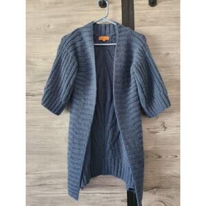 ROBERTA FREYMANN BLUE ALPACA BLEND SHORT SLEEVE CARDIGAN PERU SIZE MEDIUM